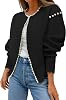 Kedera Womens Open Front Pearls Trim Cardigan Sweater Casual Knitted Long Sleeve Valentines Day Outerwear Coat