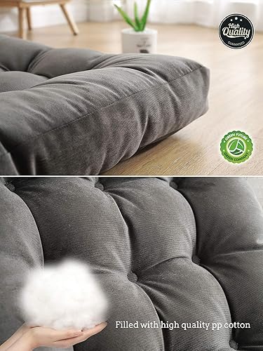 Vista 45 de Cojines cuadrado para sentarse en el suelo 22” x 22”, suave grosor, para yoga, meditación, puf, tatami, cojín para leer en el suelo, cojín