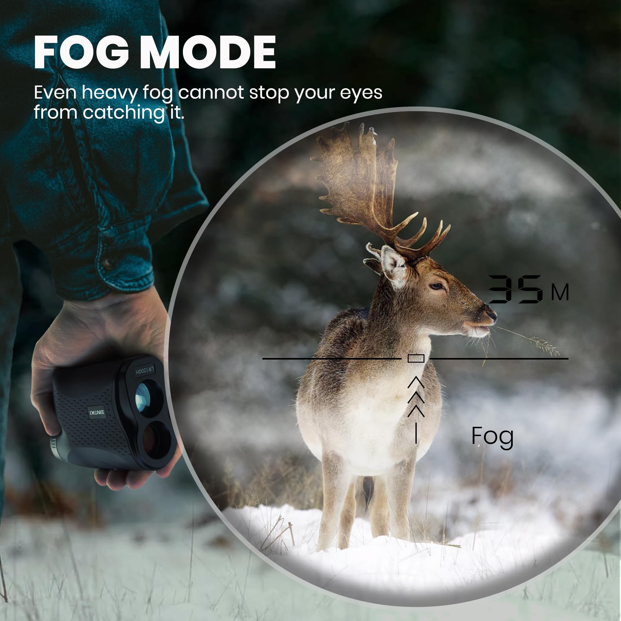 SINTIKI Télémètre laser de chasse, 1200 mètres avec vue ultra claire, grossissement 6x, balayage rapide et précis : distance, angle, vitesse, brouillard, balayage multifonction élevé