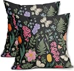 Housses de Coussin Feuille Vert Sauge 18x18 Ensemble de 2 Style Vintage Imprimé Botanique de Fougère Herbes Sauge Décoratif pour Canapé Lit Extérieur Décor de Ferme Saisonnière