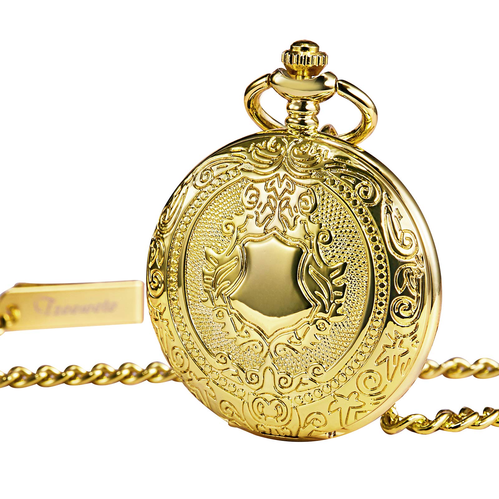 Treeweto - Reloj de bolsillo con esfera de esqueleto y bolsillo mecánico para hombres y mujeres