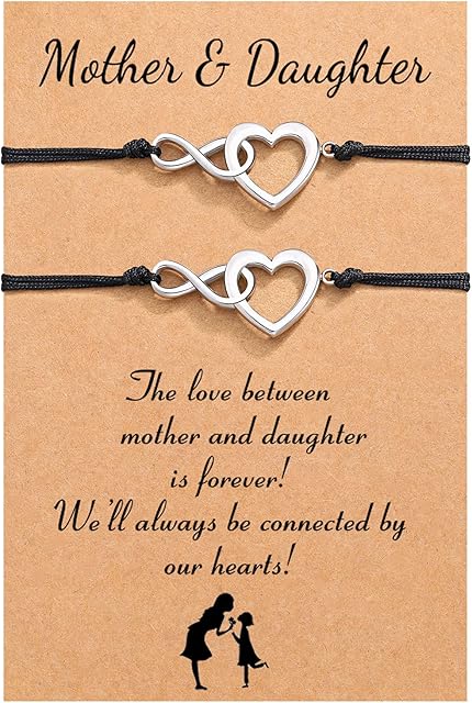 D Dongjiangjin Gift Mother Mum Daughter Bracelets for 2 Infinity Heart Mummy and Me Bracelets Jewellery Gifts for Mom Daughter Women Girls