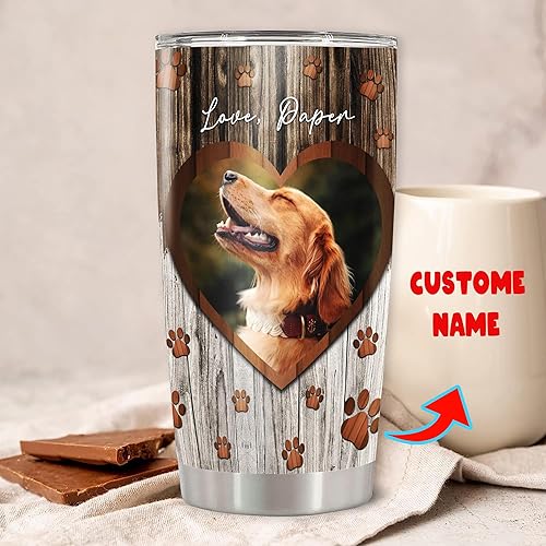 Miniatura 2 de Vaso térmico con diseño de perro con foto personalizada, taza térmica aislada con tapa, imagen de nombre personalizado, taza de viaje de café de