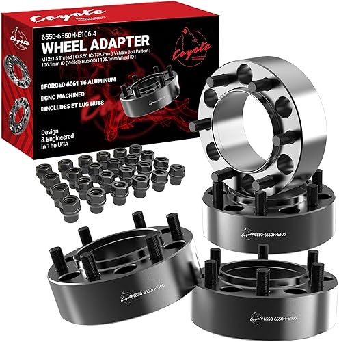 Miniatura 51 de Wheel Accessories Parts 4 adaptadores de espaciadores de rueda centrados en buje de 6x5.5 0.236x5.500 in 2.00 pulgadas de grosor 3.063 in Hub