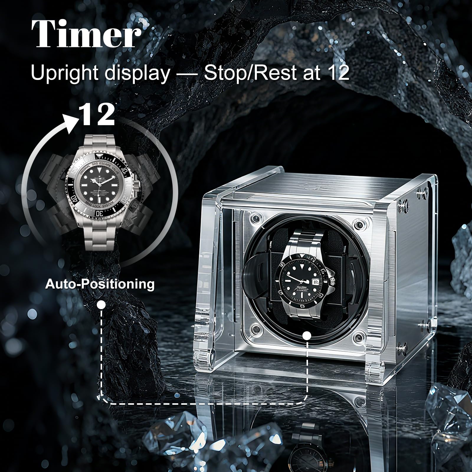 Watch Winder Smith Uhrenbeweger Mit 12-Punkt-Positionieranschlag - Uhrenbeweger für 1 Uhr - für großen Herren Automatikuhren