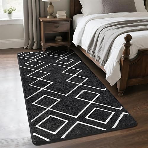 Miniatura 6 de Alfombra de pasillo suave, alfombra marroquí antideslizante para dormitorio, alfombra geométrica de área pequeña con espuma viscoelástica para sala