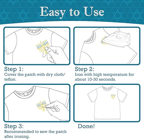 Vista 9 de 8 parches bordados de Hanukkah Feliz Janucá Estrella de David Menorah Dreidel Coser/Planchar en Reparación Bordado Apliques DIY Manualidades