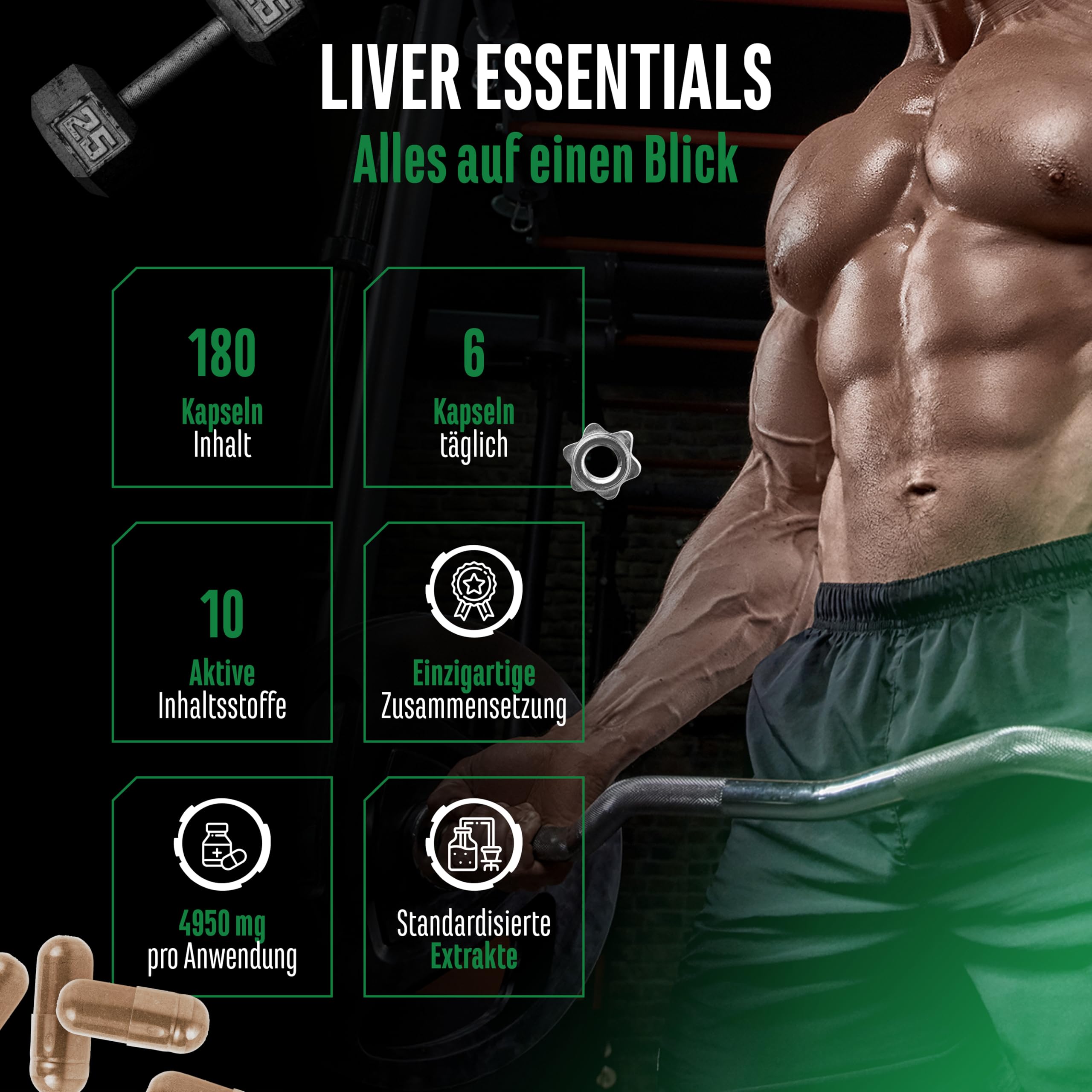 Liver Essentials - 180 Kapseln - Hochdosierter Leber Komplex mit Mariendistel, Cholin, NAC, Artischocken, Löwenzahn, Schizandra, Ingwerextrakt, Indol-3-Carbinol, Desmodium, Rutin - Vegan