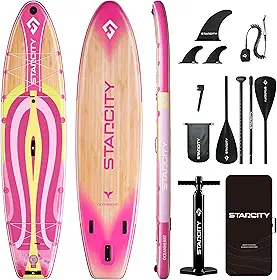 Starcity Prancha de stand up paddle de 3,5 m x 86 cm x 15 cm, pranchas infláveis para adultos com design simples e antiderrapante, comprimento moderado e fácil operação, adequado para adultos.