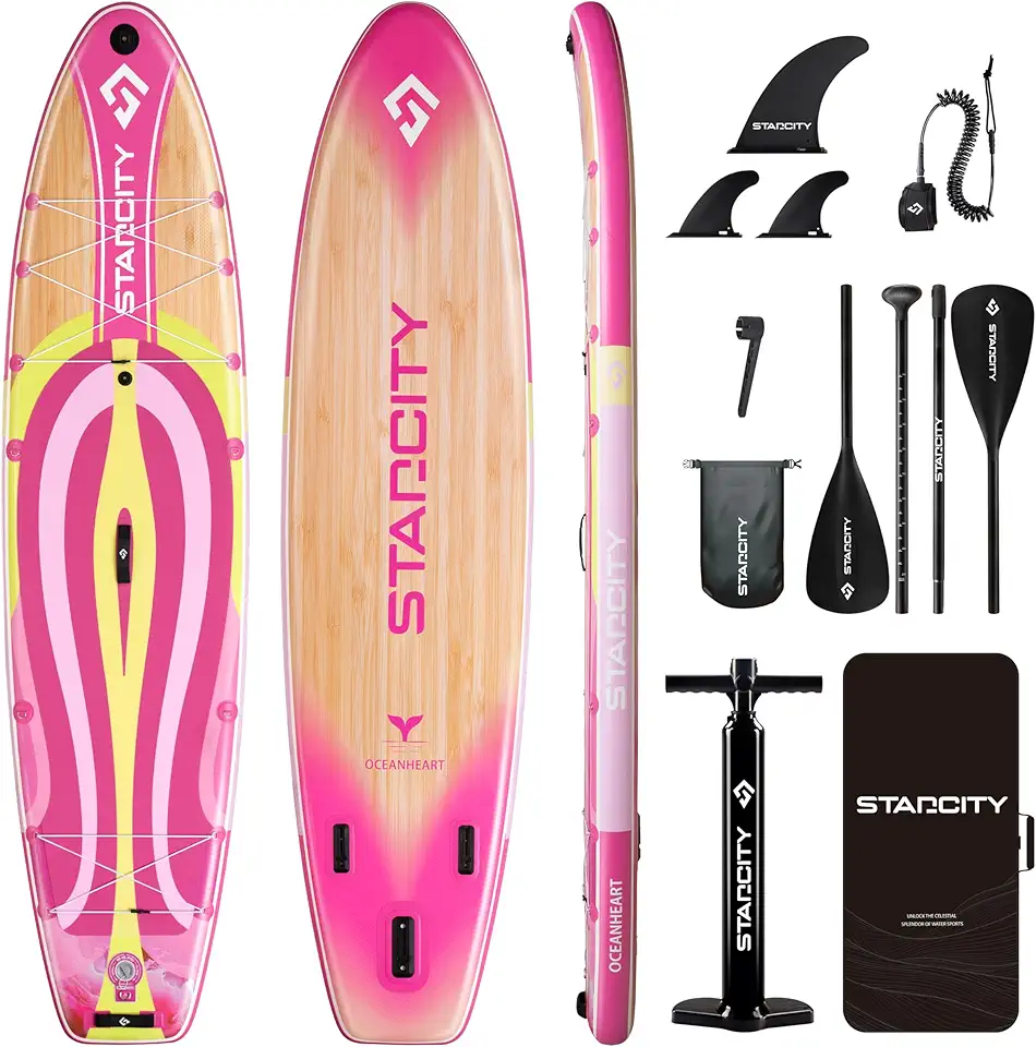 Starcity Prancha de stand up paddle de 3,5 m x 86 cm x 15 cm, pranchas infláveis para adultos com design simples e antiderrapante, comprimento moderado e fácil operação, adequado para adultos.