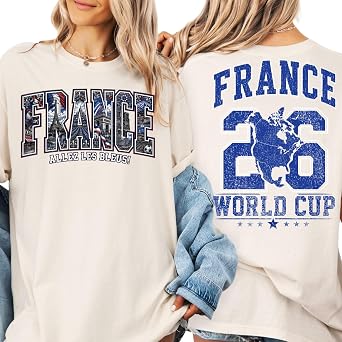France Soccer Fan Shirt Vintage World 2026 Cup Graphic Tee Allez Les Bleus Football Supporter T-Shirt