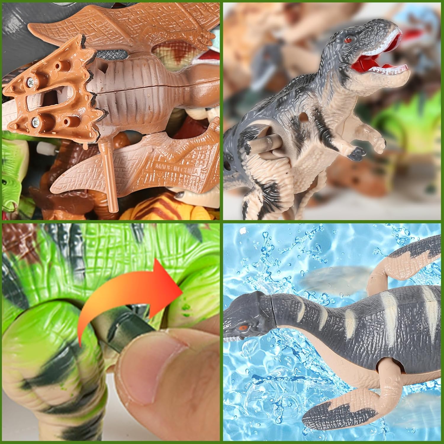 12 PCS Wind Up Dinosaur Toys for Kids Ages 3 4 5 6 7 8, Bulk Windup Dinosaur Walking Swimming Jumping Flipping Clockwork Toys Stocking Stuffers for Kids Party Favors, Xmas Gifts