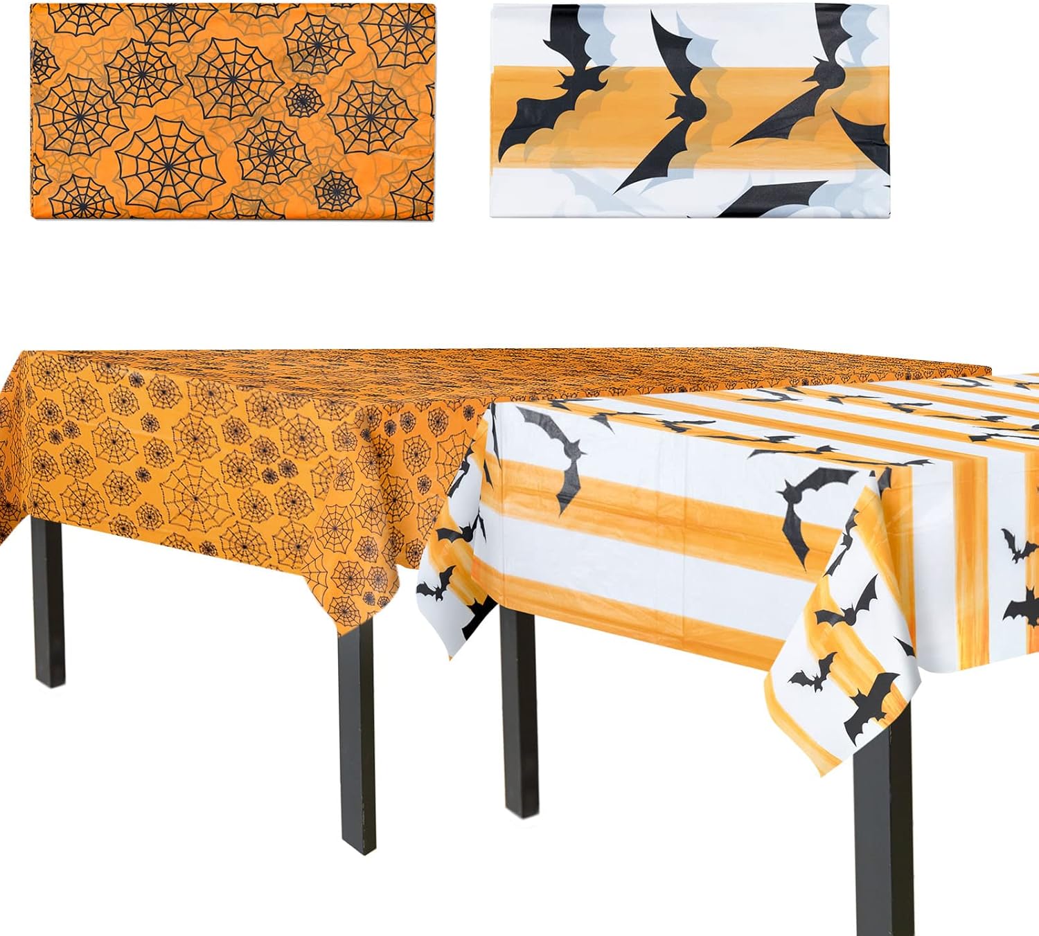 MATICAN Halloween Tablecloth, 2Pack Disposable Halloween Table Cloths, Bats and