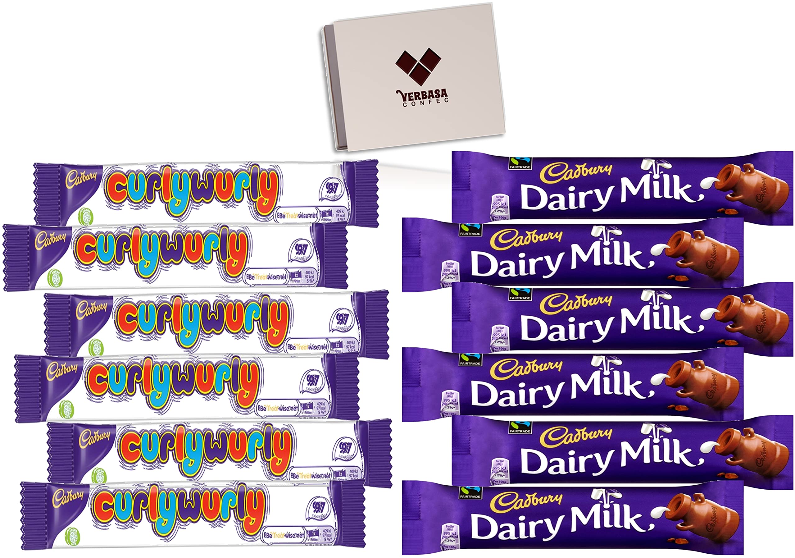 Buy VERBASA Cadbury Curly Wurly Bar 21.5g Cadbury Dairy Milk 45g 12 FULL SIZE Chocolate