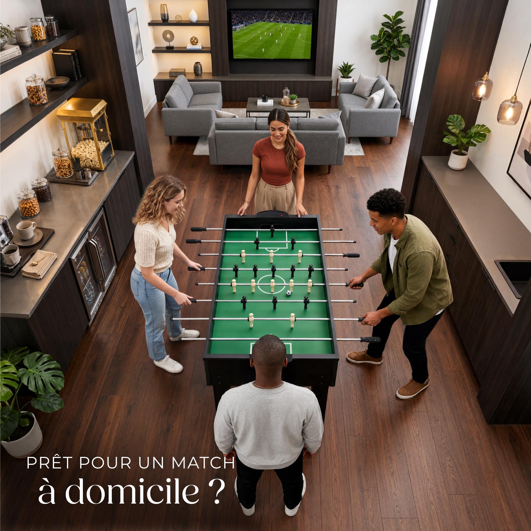 tectake® Table multijeux 15 en 1 Complet, Babyfoot, Ping Pong, Billard, Jeu de Dames, Backgammon, Échecs, Air Hockey, Bowling, Table de Jeux Billard Convertible, 125 x 123 x 83 cm, Accessoires Inclus