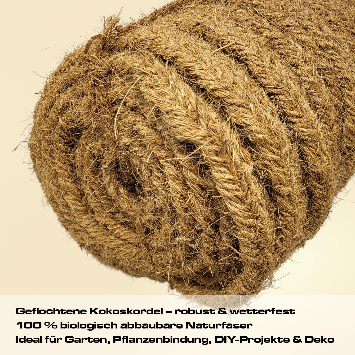 Kokoskordel geflochten, 50 m Bund - Flache 7-fädige Kordel, umweltfreundlich und robust, 1,5 kg, Ideal für Garten, Dekoration und Handwerk