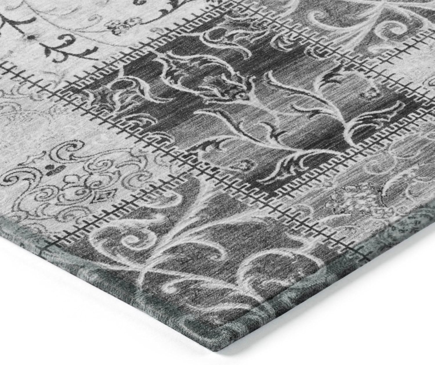 Addison Rugs Chantille ACN566 Gray 1'8" x 2'6 Indoor Outdoor Area Rug, Stain Resistant, Machine Washable, Non Shedding, Bedroom, Living Room, Dining Room, Kitchen Rug