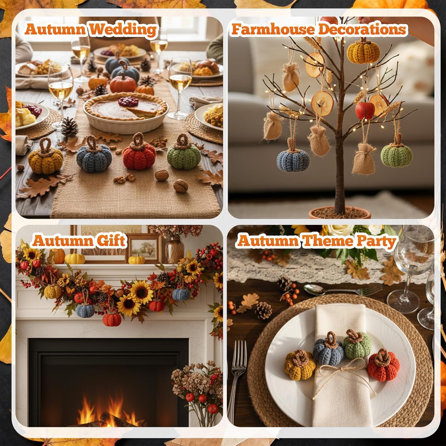 Remagr 20 Pcs Knit Pumpkins Mini Crochet Pumpkins Thanksgiving Fall Decorations Ornament Crafts Bowl Filler 2 Inch Small Rustic Farmhouse Bulk for Table Tier Tray Harvest Autumn Mantel (Green)