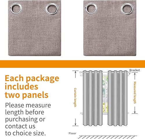 Miniatura 8 de YoungsTex Cortinas 100  opacas con forro para dormitorio cortinas de ventana con aislamiento térmico y ojales de lino texturizado para sala de estar