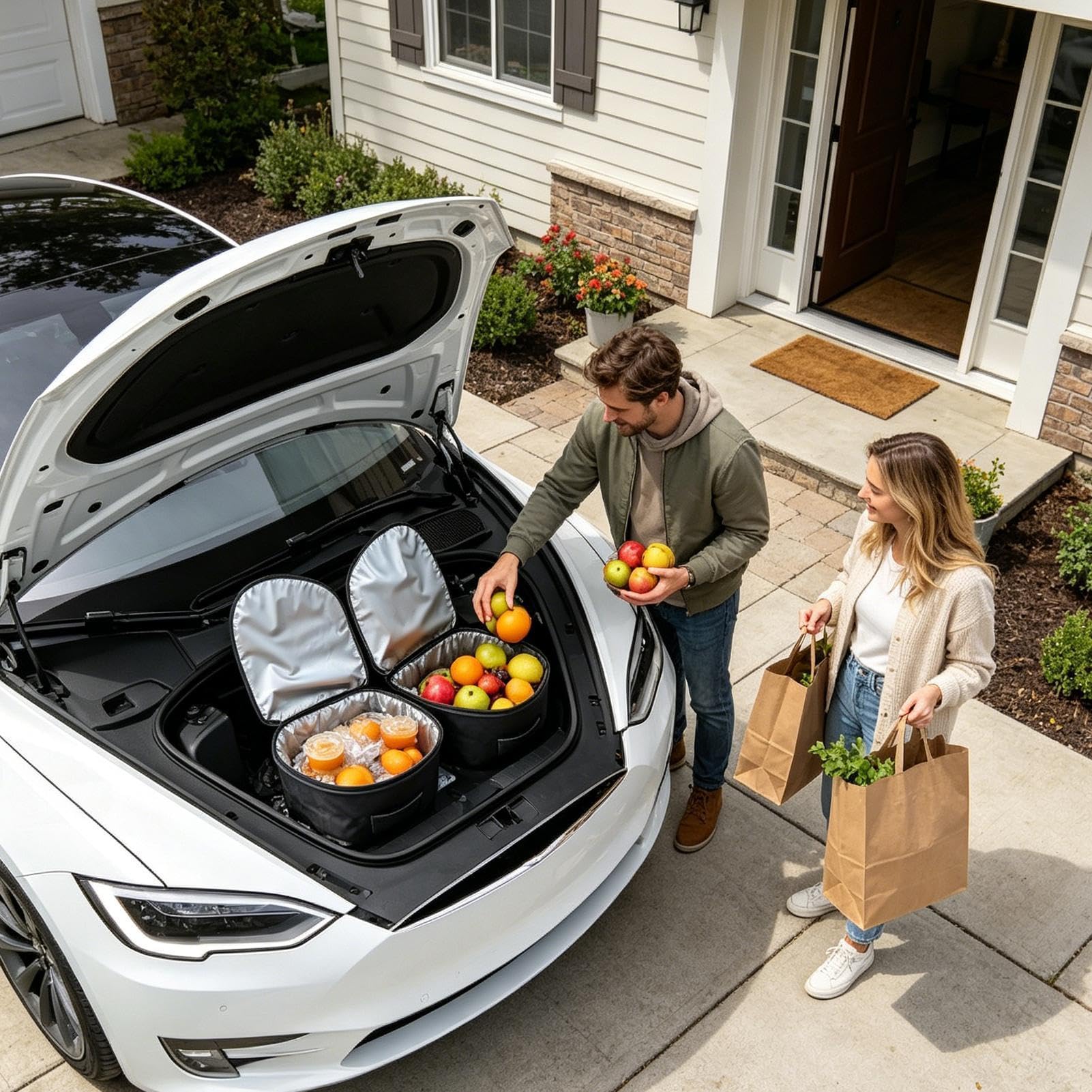 Borsa Portaoggetti Da Bagagliaio Anteriore Portatile Con Coperchio E | Organizer Frigo Per Bagagliaio Per Campeggio Vacanza Barbecue Lunghi Viaggi Brevi Gite U