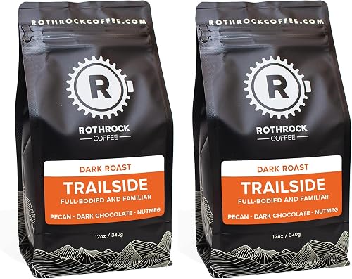 Rothrock Coffee - Trailside - Dark Roast - Whole Bean Coffee - For Espresso, Drip Brew, French Press & More - Blend Coffee - Full-Bodied & Smooth - Rich Chocolate & Nutty Notes -12oz Bag (Pack of 2)