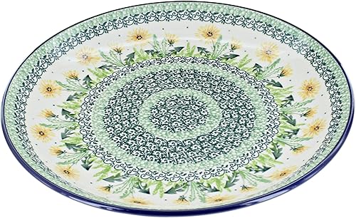 Miniatura 20 de Blue Rose - Plato mágico mágico de hoja perenne azul - 10.5 pulgadas de diámetro - Plato llano de cerámica polaca, diseño festivo para vajilla