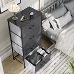 YITAHOME Storage Tower with 4 Drawers - Fabric Dresser, Organizer Unit for Living Room, Closets - Sturdy Steel Frame, Easy Pull Fabric Bins & Wooden Top