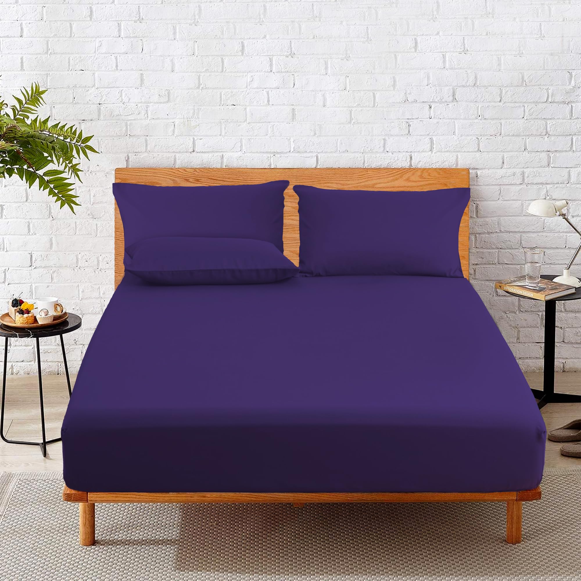 HOME SWEET HOME UK 25cm Deep Small Double Bed Sheet 100% Poly Cotton Machine Washable Fade Resistant 4FT Fitted Sheets — image 1