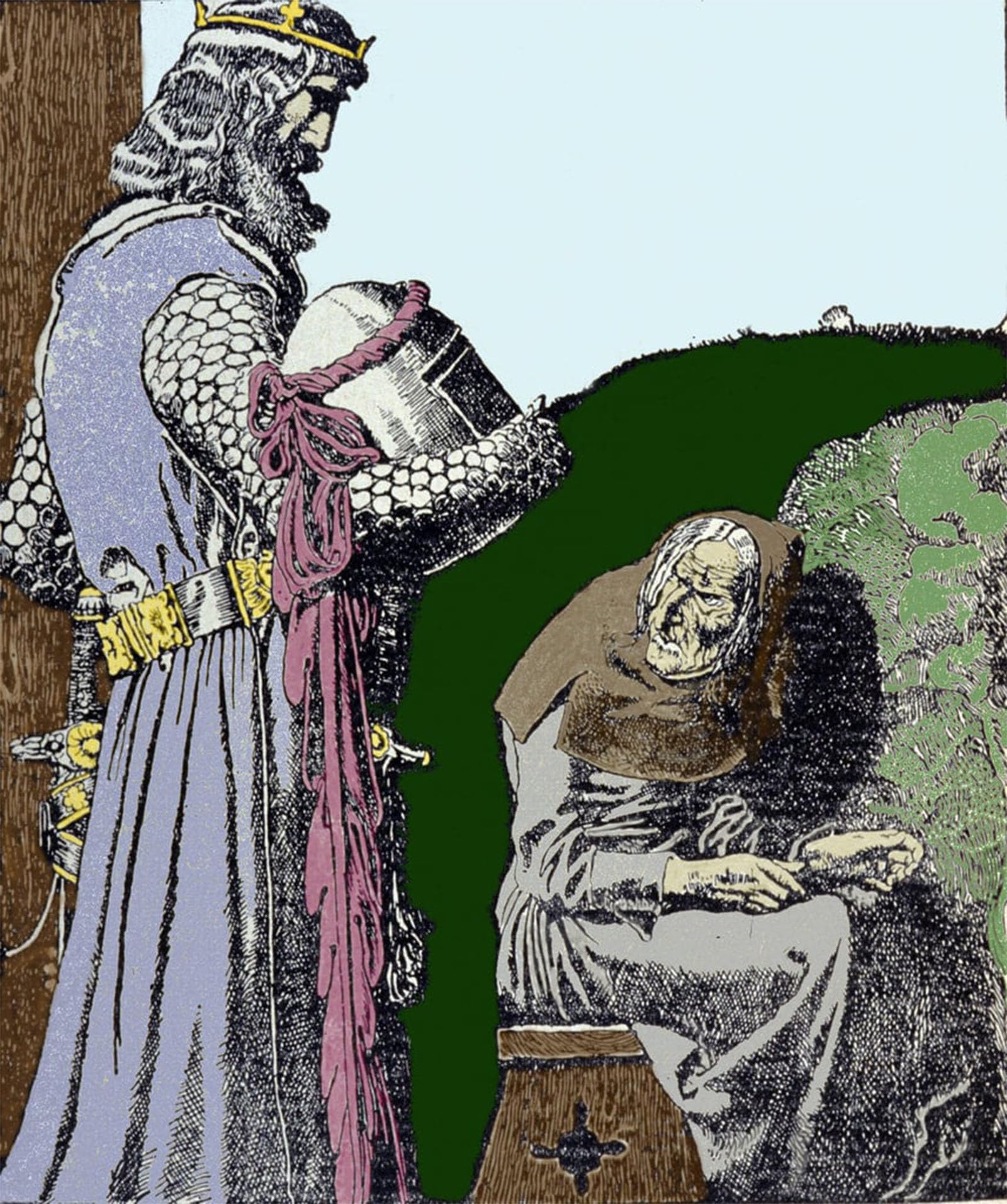 POSTERIIk Famous Modern Artwork Art Mural King Arthur and the Witch Illustration by Howard Pyle Oil Paintings Pictures for Home Decor 60x90cm