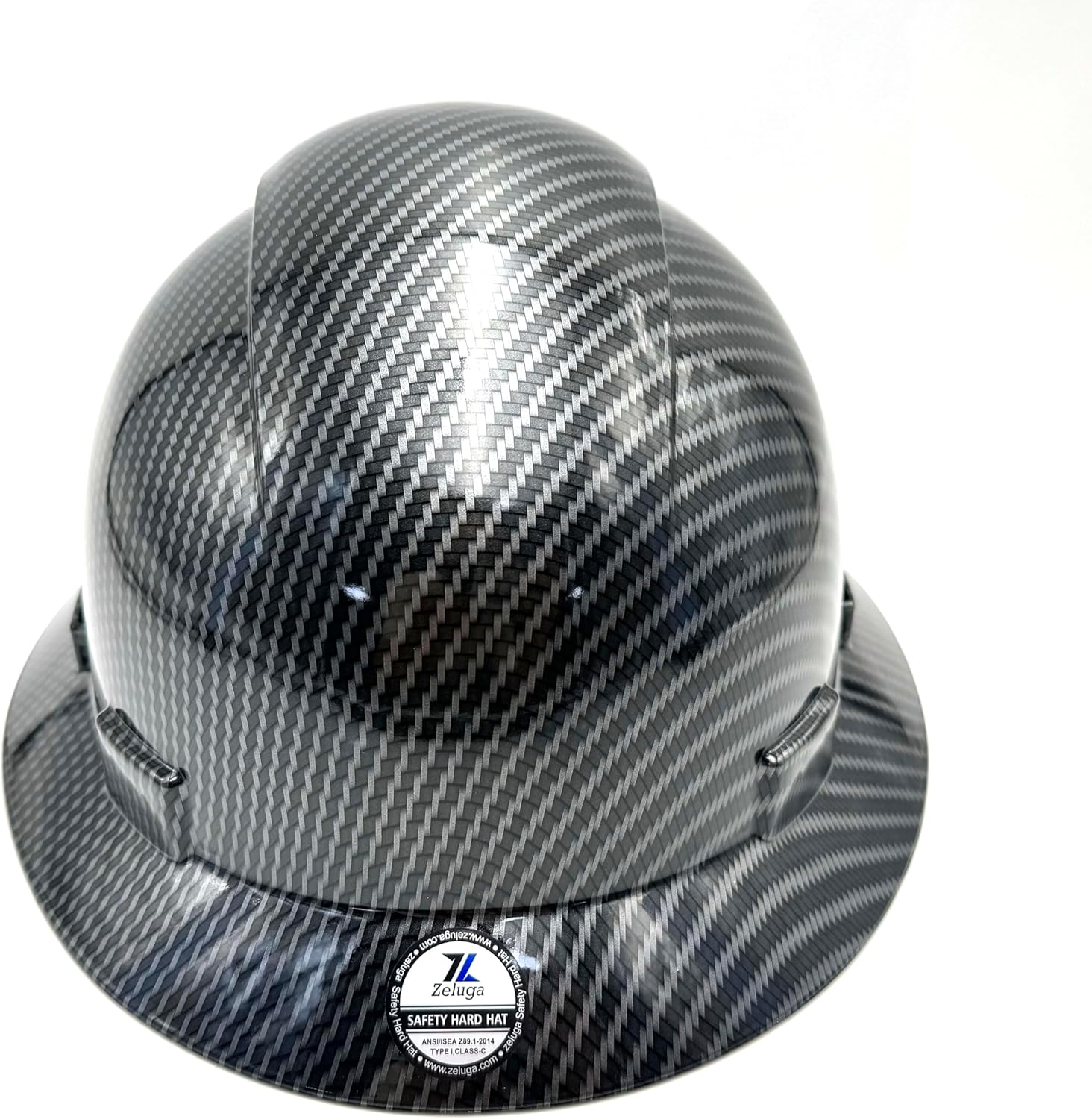 HDPE Full Brim Hard Hat, Construction Safety Helmet with Vented Holes, 6 Point Adjustable Ratchet Suspension, ‎Meets ANSI/ISEA Z89.1, Water Transfer Printing