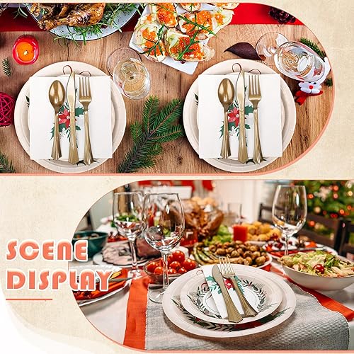 Miniatura 3 de Juego de 350 platos y servilletas de papel de Navidad desechables, vajilla de Navidad, suministros de fiesta, incluye 100 platos de papel, 50 tazas,