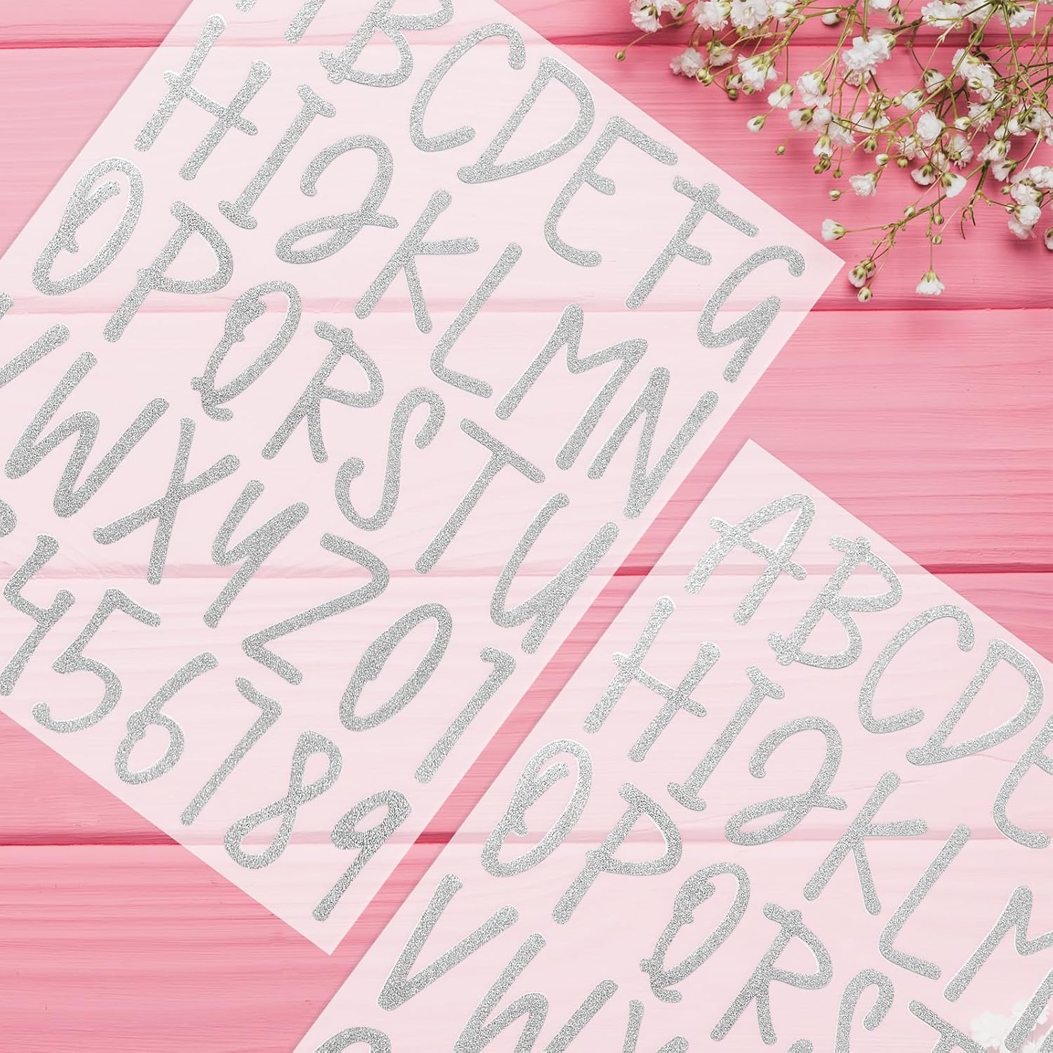 360 Pieces 10 Sheets Glitter Alphabet Letter Stickers,Self Adhesive Silver Letters,2 Inch