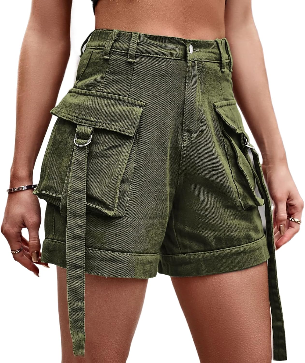 Women Summer Cargo Shorts Casual Pockets Beach Short Pants Harajuku Chic Short Pants All Match Streetwear Bottoms