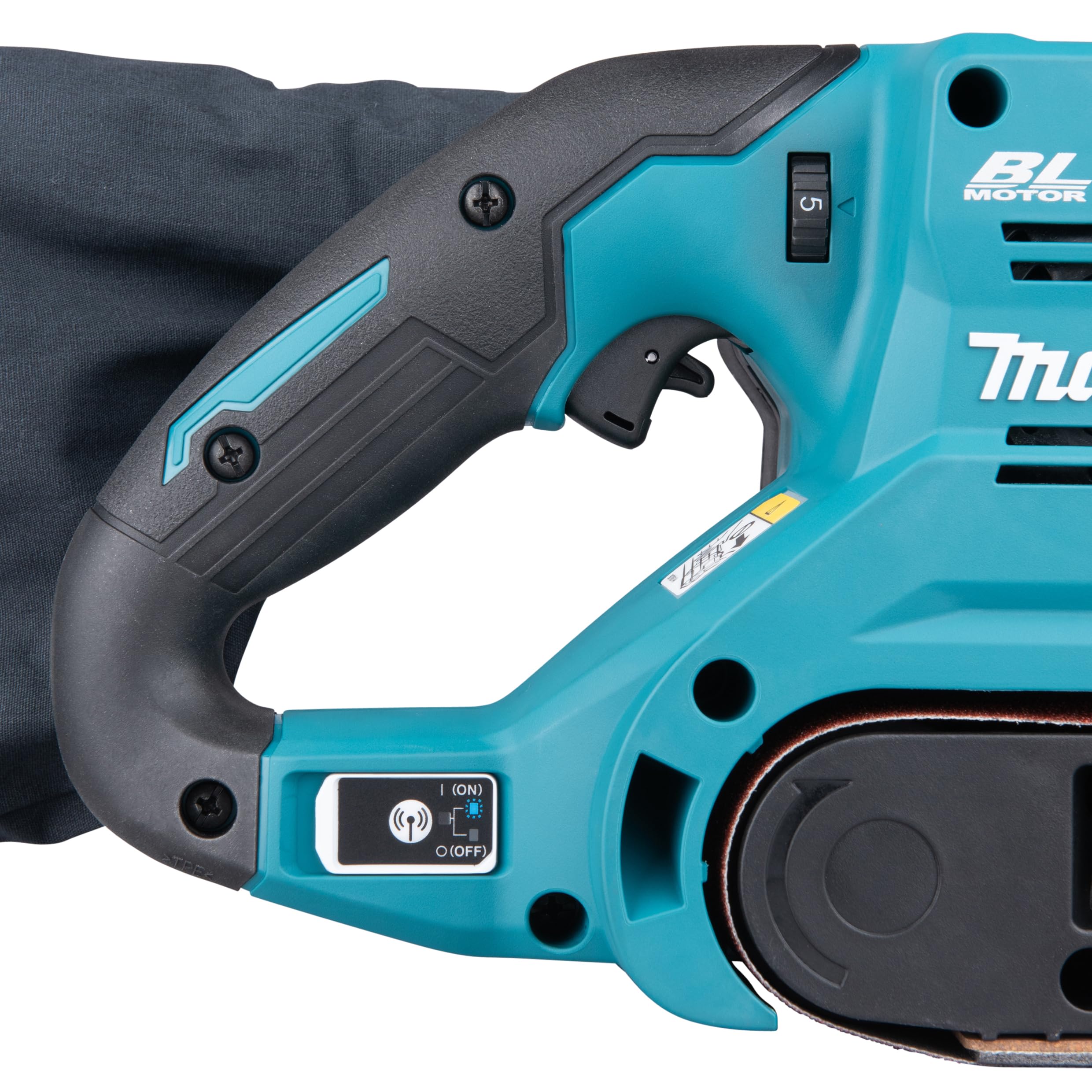 Makita BS001GZ - Smerigliatrice a nastro, 40 V max, larghezza di banda 76 mm, senza batteria e caricatore