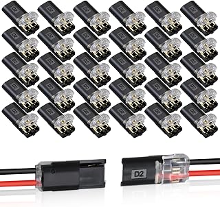 30PCS 2-Pin Quick Connect Wire Connectors for LED Strips - No Stripping, Tool-Free, Locking Buckle, 18-22AWG Low Voltage hongliang