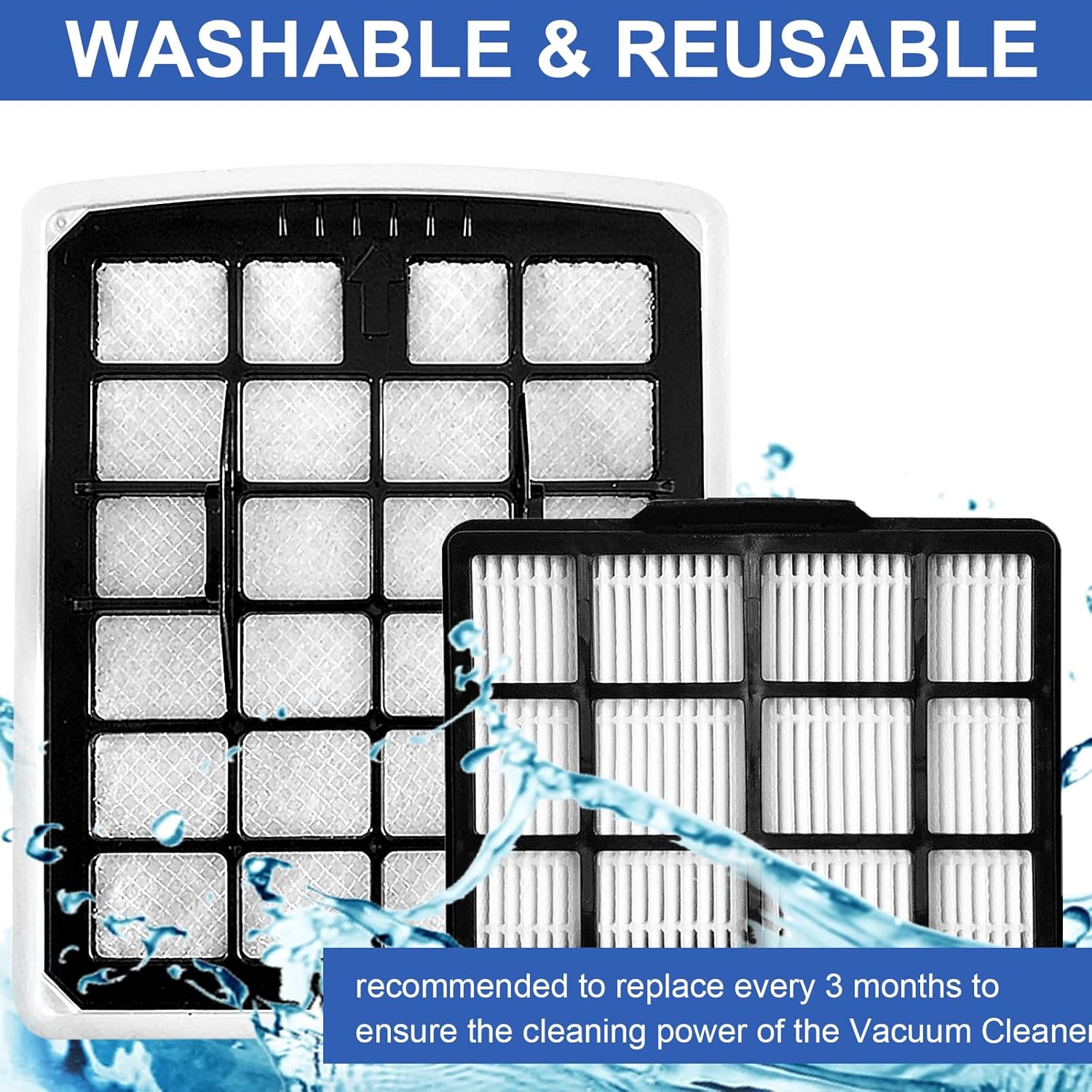 8 Pack Replacement Filters Compatible with Eureka NEN180 NEN186BL Bagless Vacuum Cleaner, Includes 4 Dust Cup Cartridges and 4 High Efficiency Filters