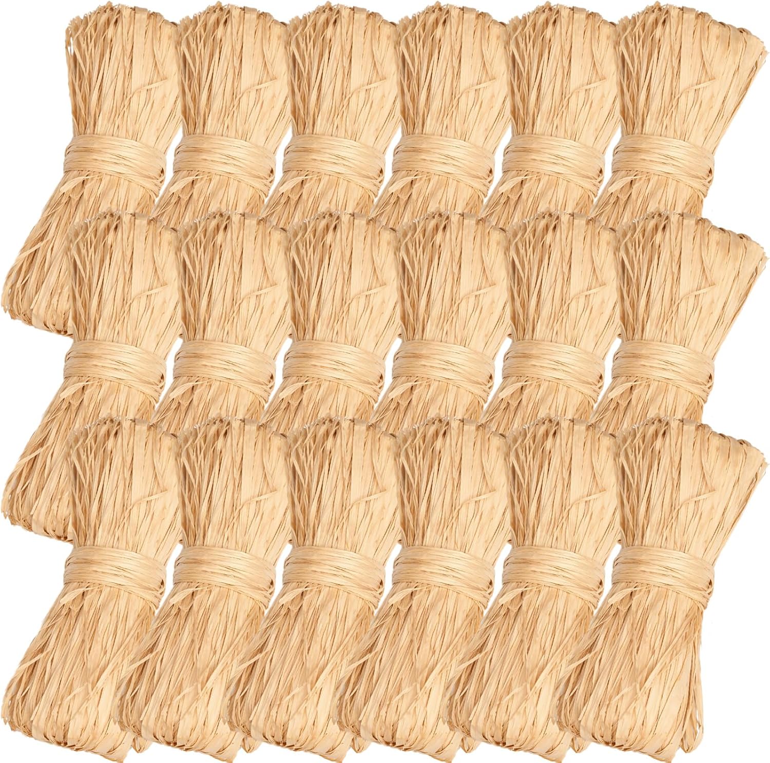 Woanger 18 Pcs Natural Raffia Ribbon Raffia Straw for Florist Bouquets Decoration for Wrapping Birthday 4th of July Wedding Halloween Easter Anniversary Florist Supplies