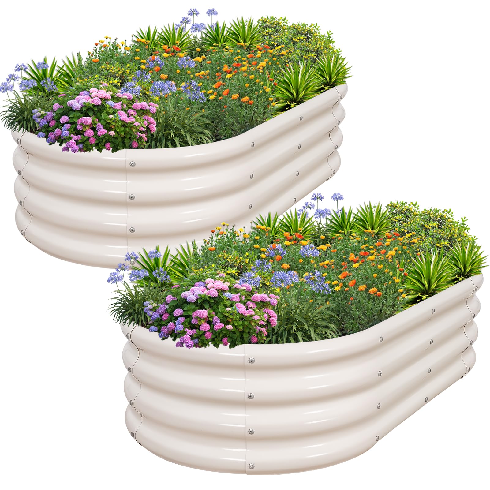 1MORE White Galvanized Planter 2-Pack