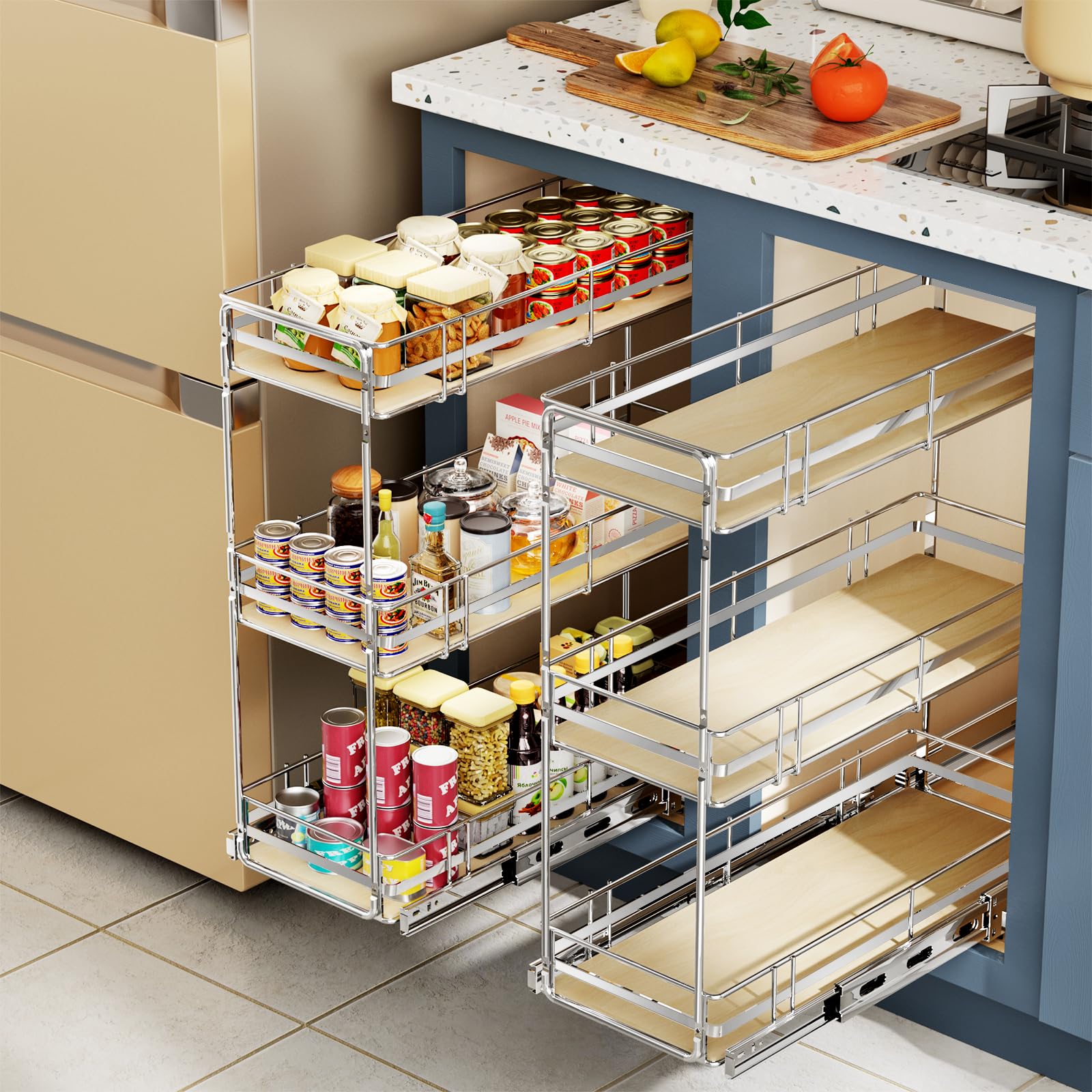 Slim Pull Out Spice Rack Drawer Slim Spice Can Rack Rolling Cart