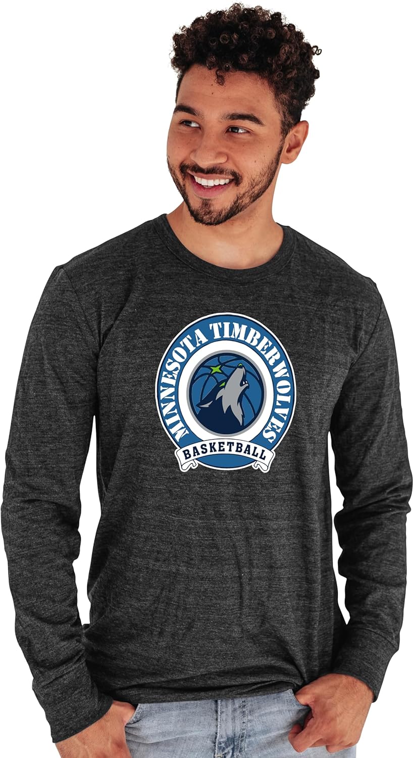 Blue 84 NBA Unisex-Adult NBA Officially Licensed Tri-Blend Long Sleeve T-Shirt Black