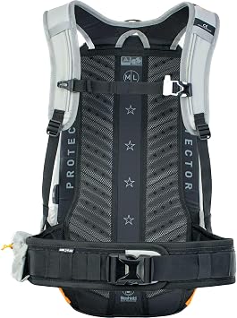 EVOC FR ENDURO E-Ride 16 E-Bike Backpack, Bike Rucksack (Padded Compartment for Spare Battery, Belt Fixing System, Control Display Pocket, Liteshield Back Protector), Stone Grey/Light Orange