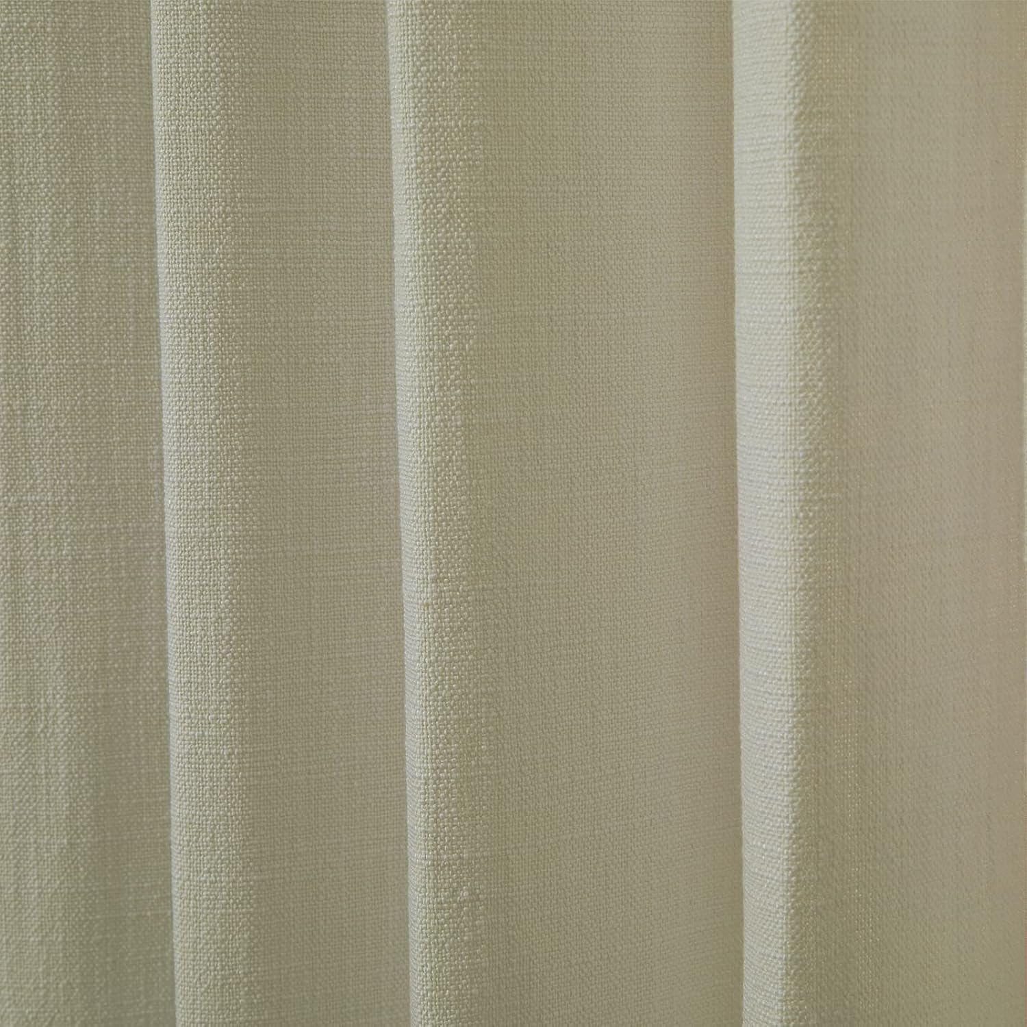 ChadMade Heavyweight Thick Linen Drape 50Wx63L Beige Pinch Pleat Drape 63 Inches Long Curtain Room Darkening for Sliding Glass Door French Door, Unlined (1 Panel)