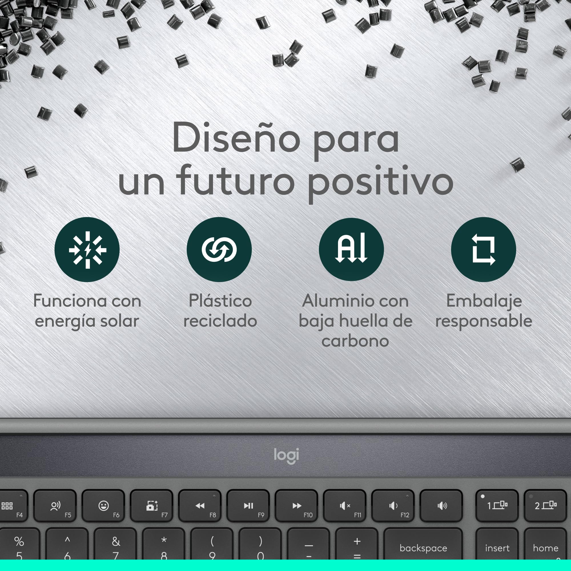Logitech Signature Slim Solar+, Teclado inalámbrico Alimentado por luz Solar y Artificial, batería Duradera con una Vida útil de hasta 10 años, Teclas Personalizables, Bluetooth, QWERTY ESP - Grafito