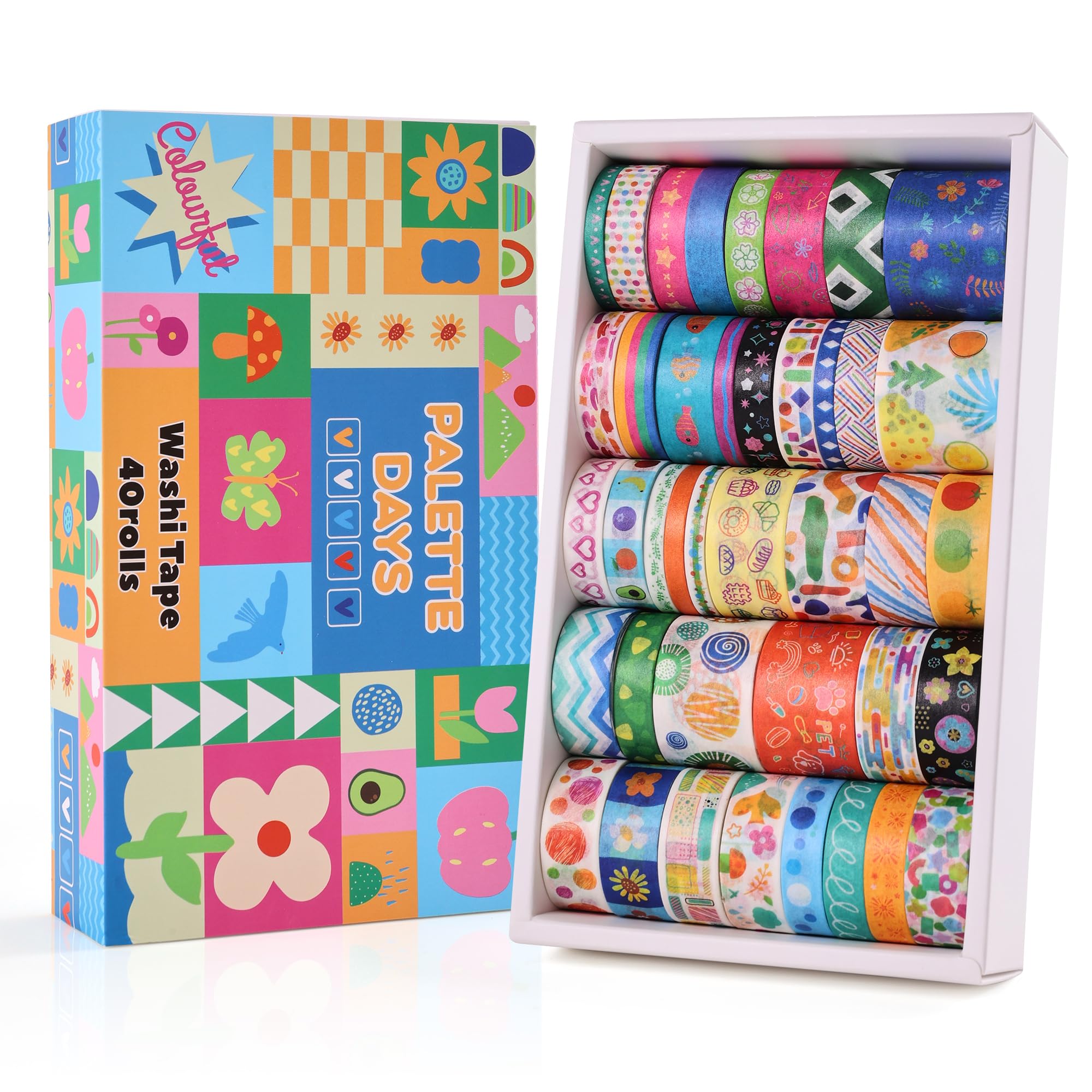 Washi Tape Set - 35 Rolls Floral & Cute Designs -12