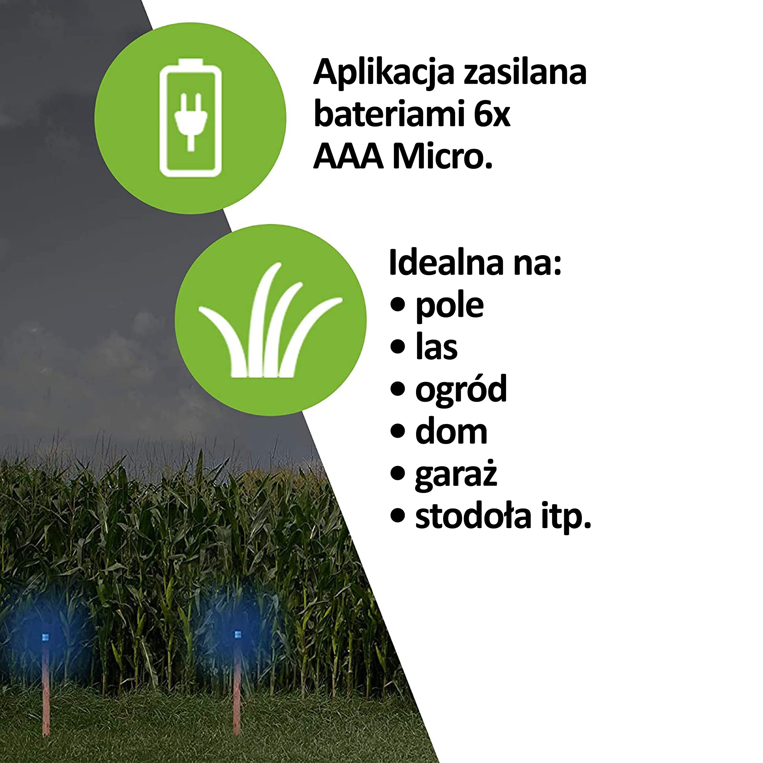 ISOTRONIC Solarny odstraszacz szopów, jeleni i lisów – Niebieskie światło LED – Skuteczna ochrona przed dziką zwierzyną – Zasięg 40 m² (6 sztuki)