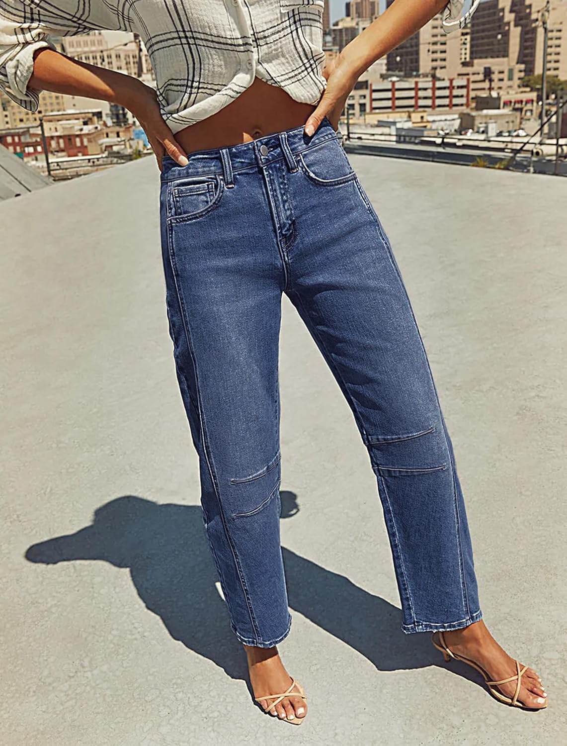 IWD Baggy Barrel Jeans for Women Trendy Vintage High Waisted Wide Leg Boyfriend Y2K Denim Ankle Pants with Pockets - Image 5