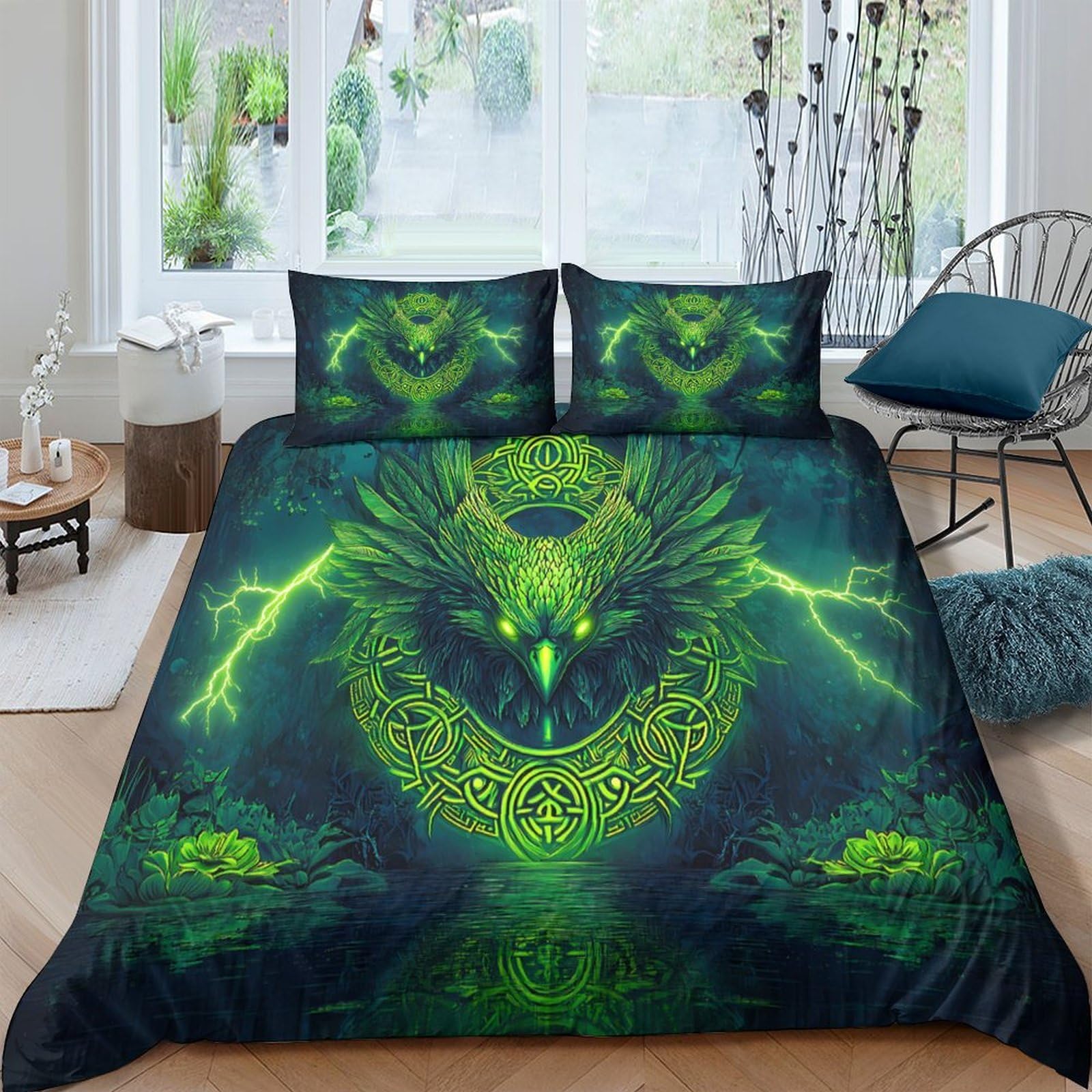 Ctjqhvkz Style-7 3D Printed Green Dragon Fitted Sheet Microfiber Soft Breathable Celtic Pattern Mattress Cover For Bedroom Dorm Decor Single（135X200cm）