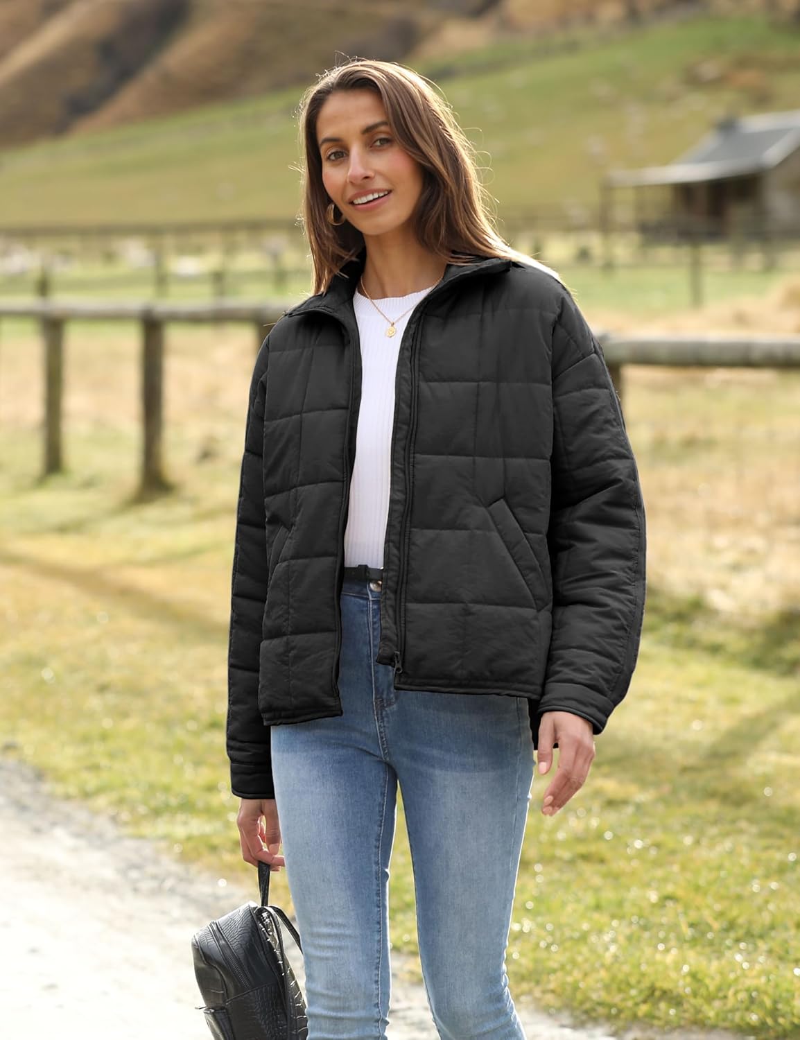 Xiaoxuemeng Womens Quilted Puffer Jacket Zip Up Lightweight Padded Coat Outwear with Pockets - Image 7