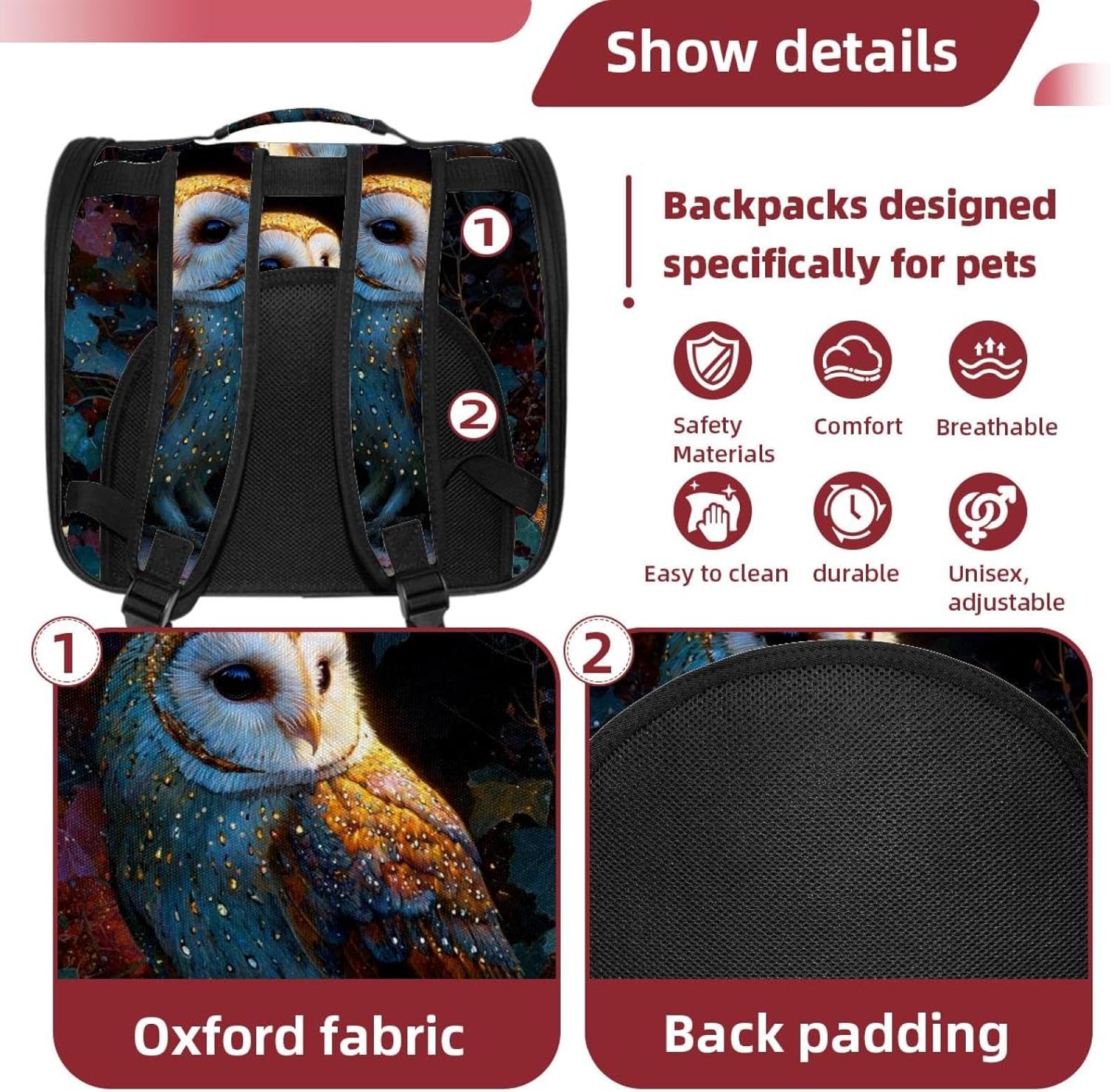 Twinkle Owl Pet Carrier Airline Approved Soft Sided Portable Cozy Travel Pet Bag, Car Seat Safe Carrier for Cats and Dogs
