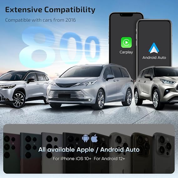 Wireless Android Auto & CarPlay Adapter 2-in-1, 2026 Upgraded UK Apple Car Play Dongle [Mini, Latency-Free, Auto Connect] Convert Wired to Wireless via USB-A/C, Plug & Play, Fit for 2016+ Cars -Black